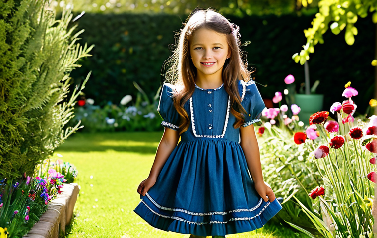 타티네쇼콜라의 특별 할인 - **

"A cute little girl in a frilly, age-appropriate dress from Tachine Chocolat, fully clothed, pla...