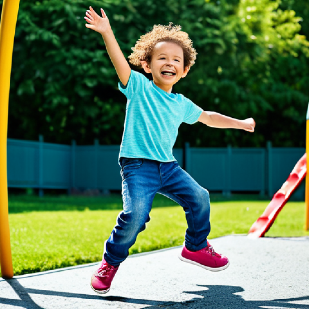 키즈 데님 브랜드 추천 - **Prompt 1: "Active Comfort and Durability"**
A vibrant, dynamic shot of a happy, energetic chil...