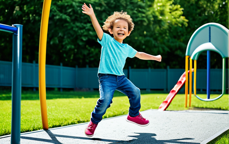 키즈 데님 브랜드 추천 - **Prompt 1: "Active Comfort and Durability"**
    A vibrant, dynamic shot of a happy, energetic chil...