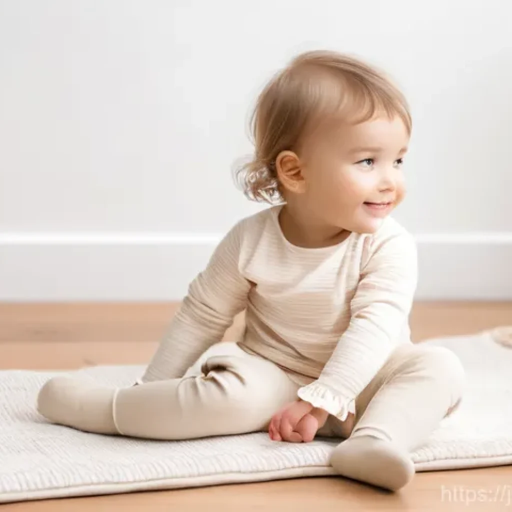 모이몰른의 최신 컬렉션 - A cheerful toddler, approximately 2-3 years old, fully clothed in comfortable, soft organic cotton e...