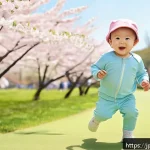 유명 아동복 브랜드 순위 - A lively Japanese toddler wearing comfortable, stretchable pastel-colored clothing suitable for spri...