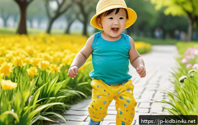 리틀그라운드와 해피랜드 제품 비교 - A cheerful toddler wearing Little Ground&rsquo;s colorful, playful outfit featuring a bright yellow top an...