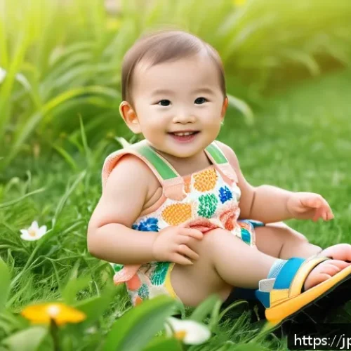 키즈용 샌들 브랜드 비교 - A lively toddler wearing colorful, breathable mesh sandals with adjustable straps and soft EVA soles...