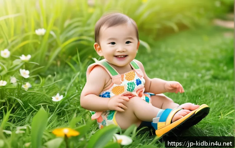 키즈용 샌들 브랜드 비교 - A lively toddler wearing colorful, breathable mesh sandals with adjustable straps and soft EVA soles...