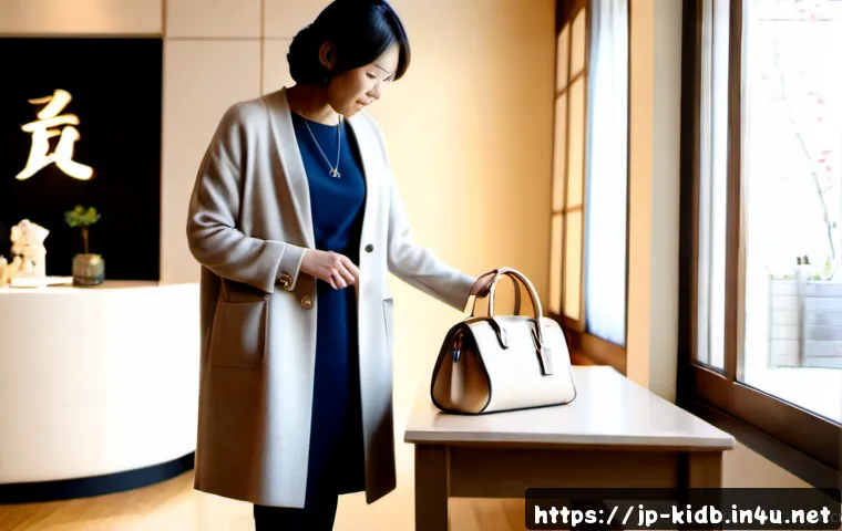 아동 럭셔리 브랜드 리뷰 - Photorealistic editorial scene of a stylish Japanese mother reviewing premium children’s clothing at...